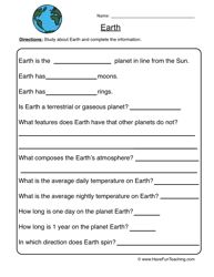 Planets Worksheet 3rd Grade