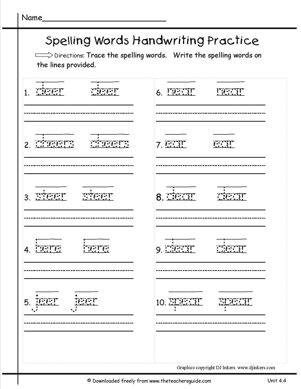 Free Printable Spelling Grade 1 Worksheets