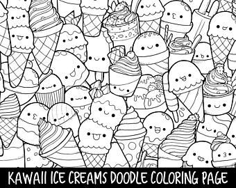Marshmallow Kawaii Donut Kawaii Food Coloring Pages