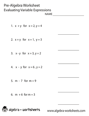 Pre Algebra Worksheets Printable