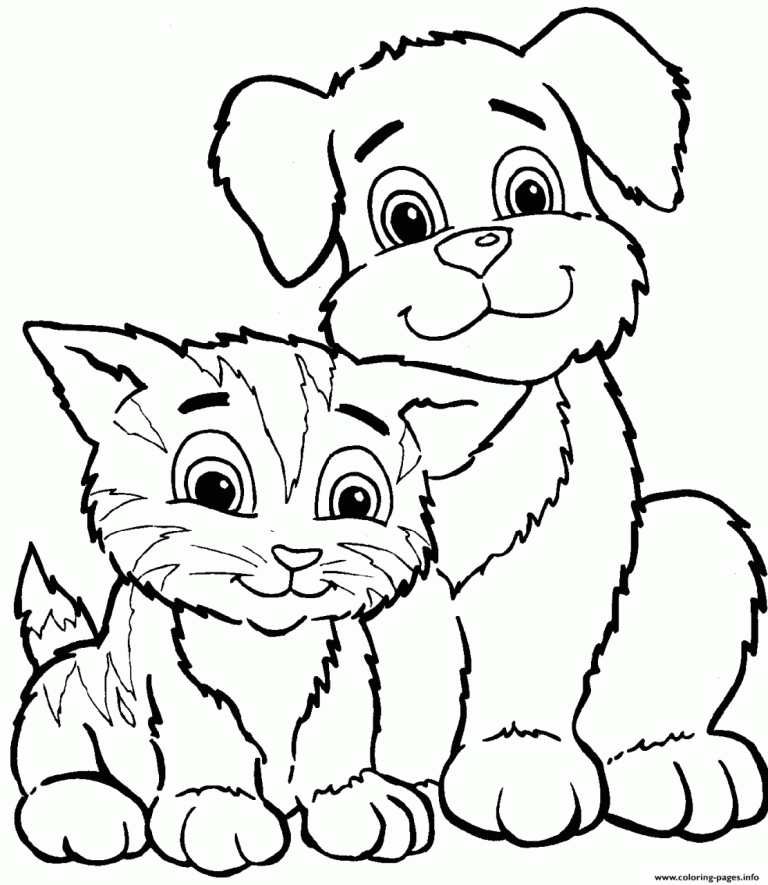 Cute Dogs And Cats Coloring Pages