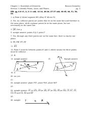 Geometry Worksheet 1.1 Answers