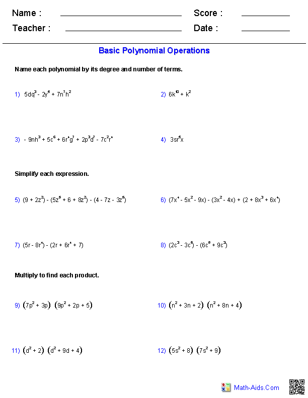 Answer Key Factoring Polynomials Worksheet With Answers Algebra 2