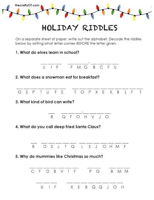 Christmas Worksheets For Adults