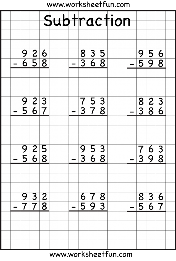Math Subtraction Worksheets With Regrouping