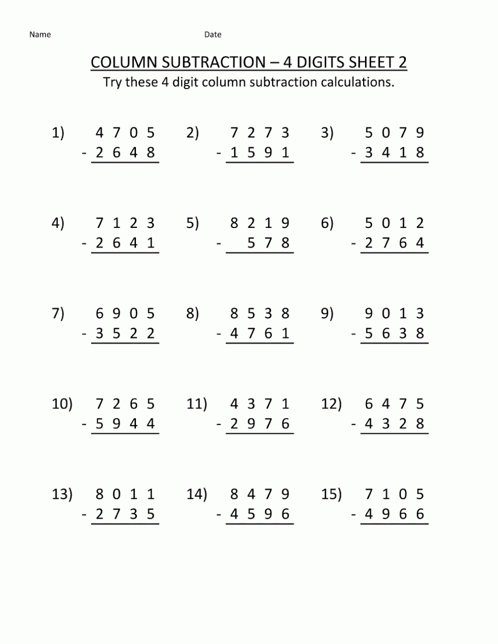 Free Printable Math Sheets 3rd Grade