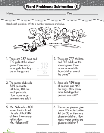 4-digit Subtraction Word Problems For Grade 3