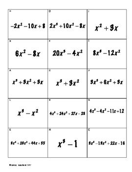 Algebra Factoring Polynomials Worksheet With Answers