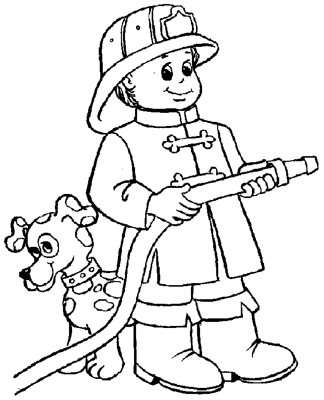 Firefighter Coloring Page For Kids