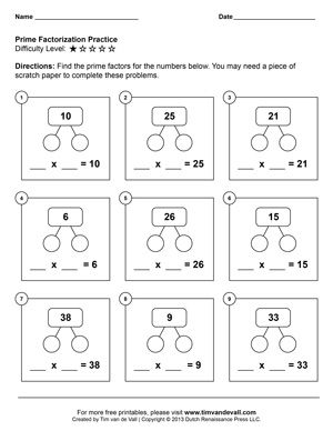 Prime Numbers Worksheet Grade 4