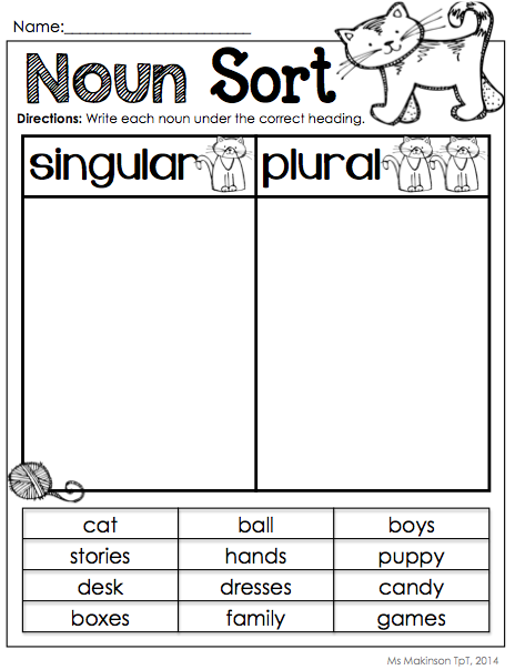 Plural Nouns Worksheet For Kindergarten