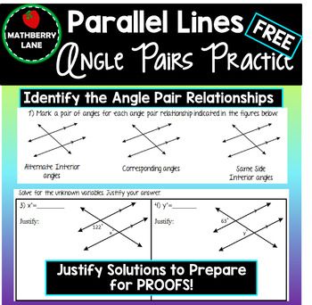 Angle Pair Relationships Worksheet Key