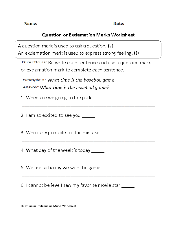 Punctuation Worksheets With Answers Pdf
