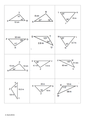 Trigonometry Sine And Cosine Rule Worksheet