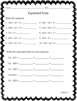 Place Value Worksheets 3rd Grade Common Core