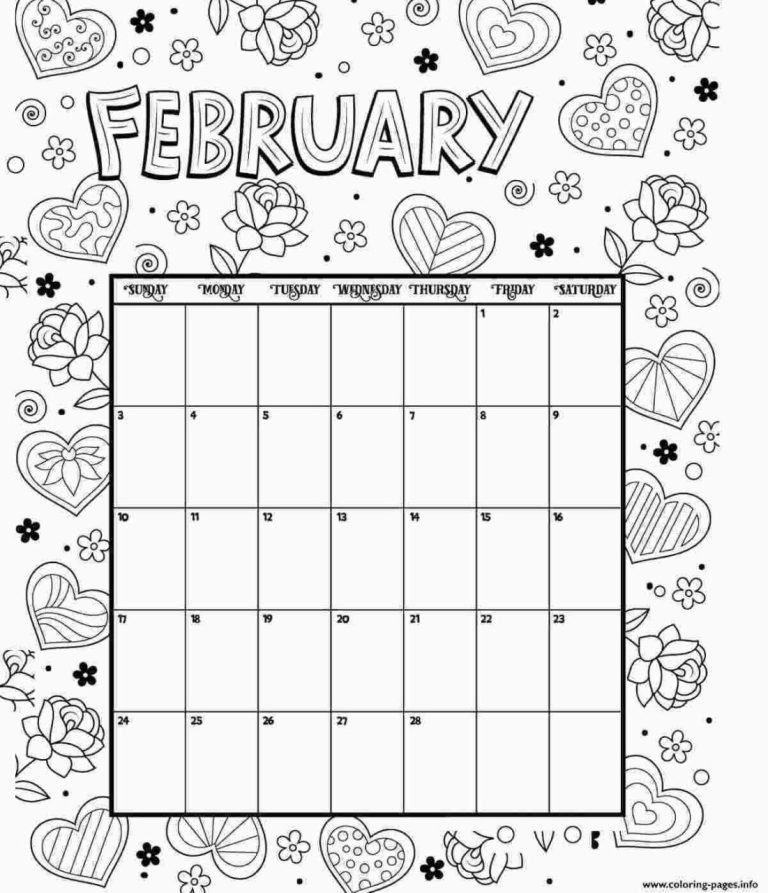 Printable February Coloring Pages