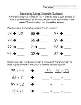 3rd Grade Math Estimation And Rounding Worksheets
