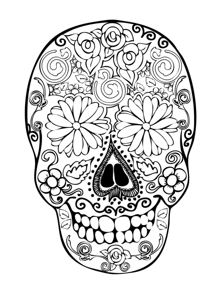 Detailed Sugar Skull Coloring Sheets