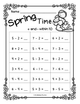 Subtraction Worksheets For Kindergarten 1-10