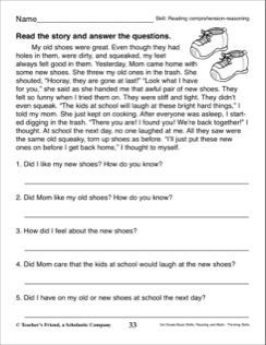 English Comprehension Worksheets For Grade 4