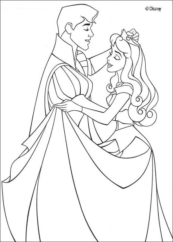 Princess Aurora And Prince Phillip Coloring Pages