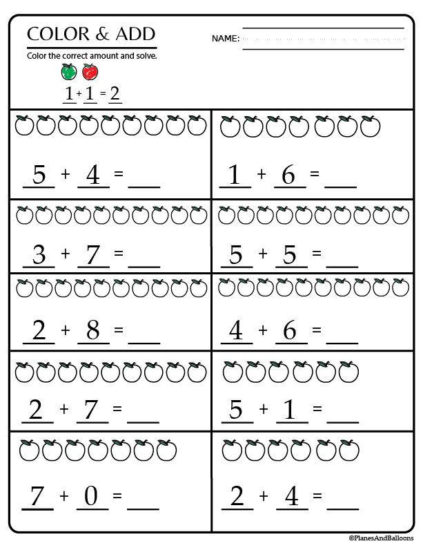 Kindergarten Math Worksheets Addition Pdf