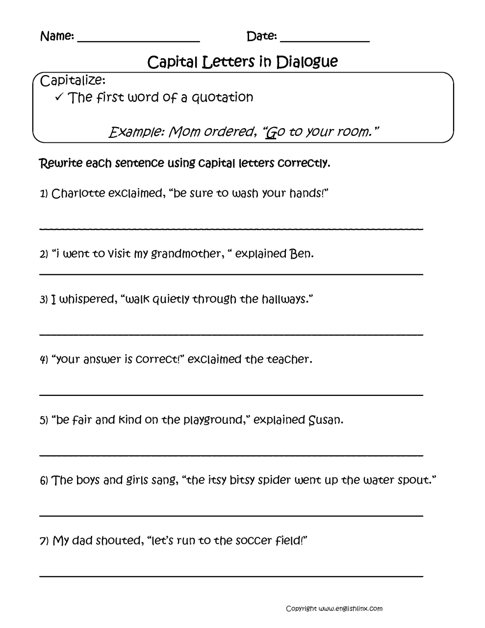 Punctuation Worksheets For Grade 1 Pdf