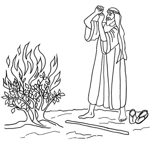 Printable Moses And The Burning Bush Coloring Page