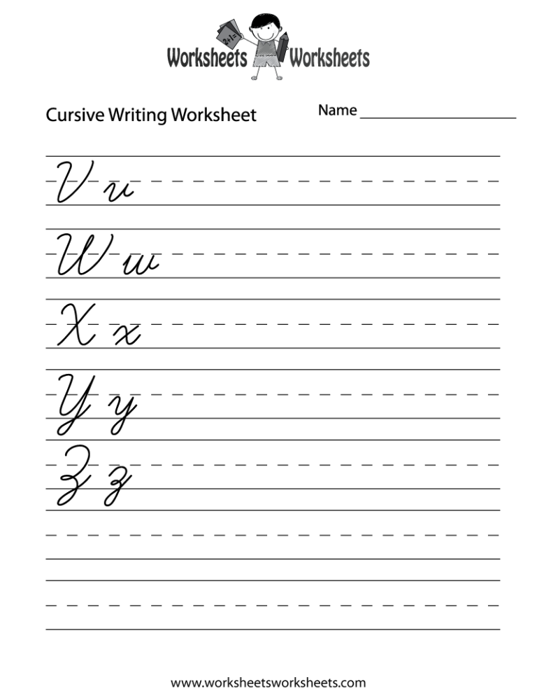 Cursive Handwriting Practice Sheets Printable