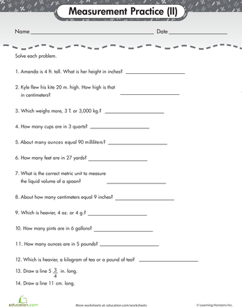 Measurement Conversion Worksheets Grade 4