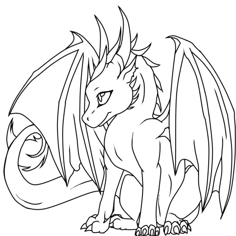 Cute Mythical Creature Easy Baby Dragon Coloring Pages