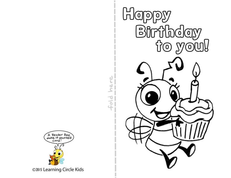 Coloring Printable Free Happy Birthday Card Printable
