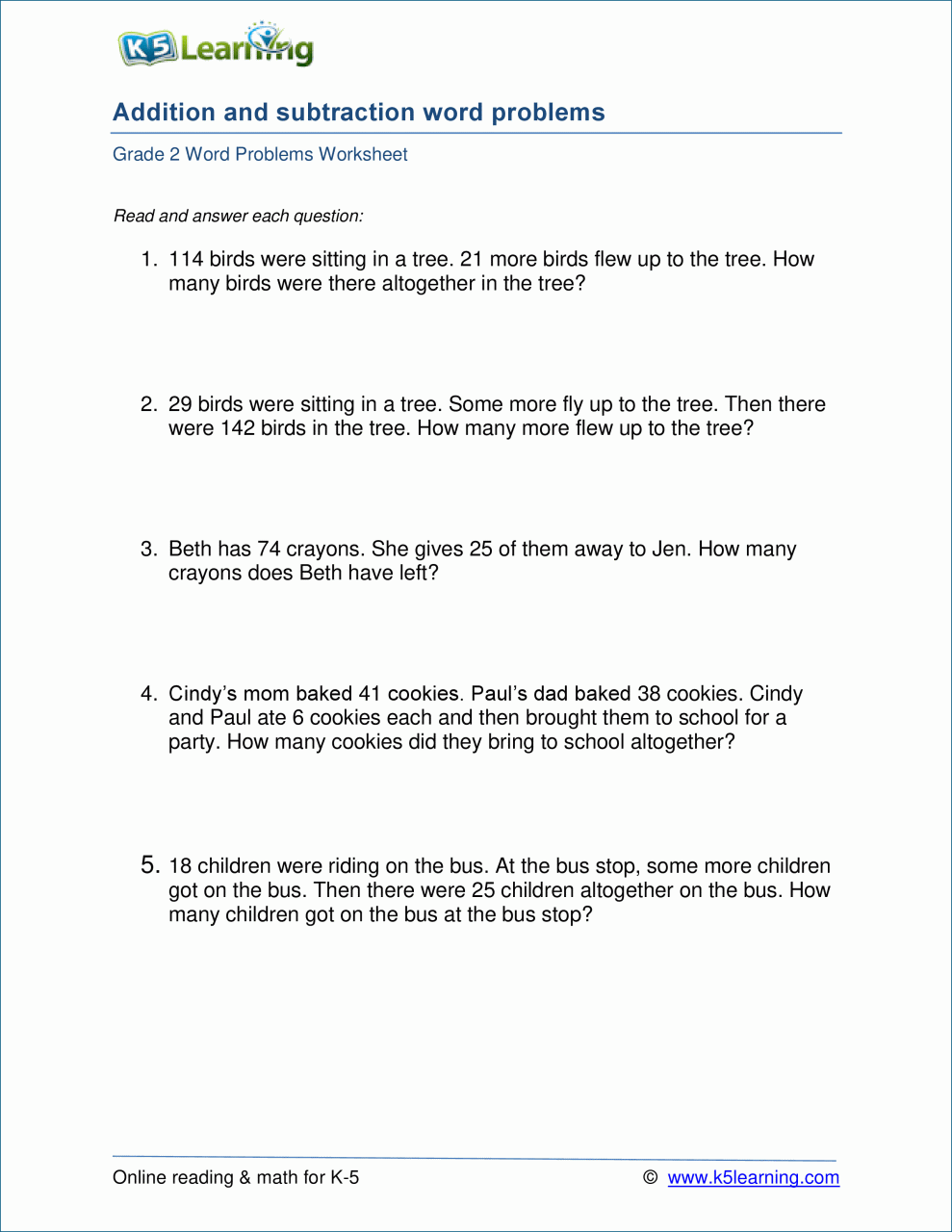 Multiplication Word Problems Grade 2 Examples