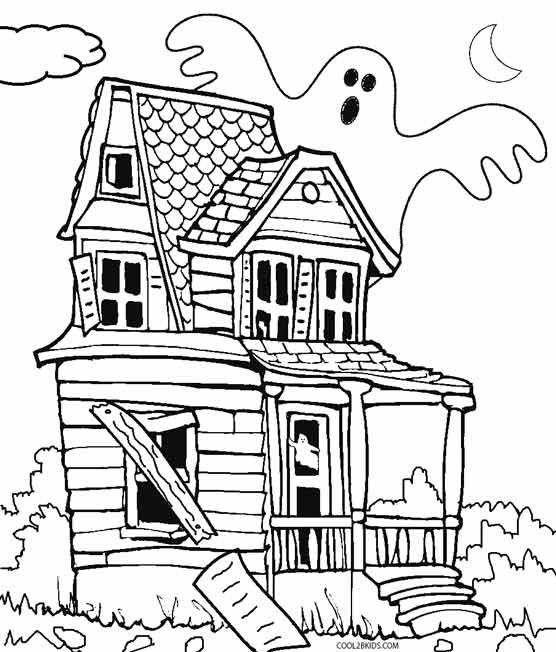 Haunted House Scary Creepy Halloween Coloring Pages