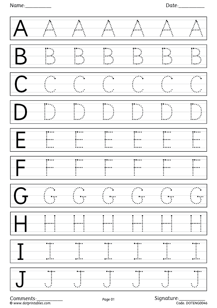 Alphabet Tracing Sheet A-z
