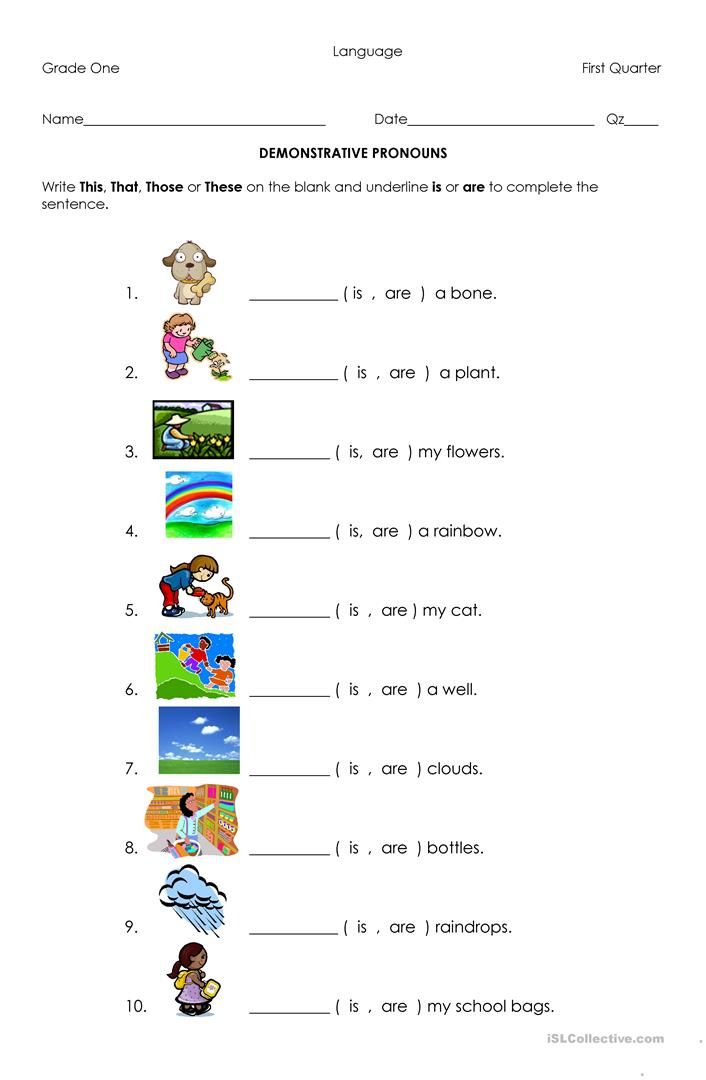 Pronouns Worksheet For Grade 1 With Pictures