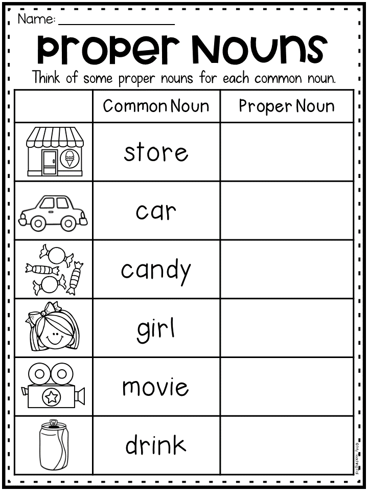 Free Printable Nouns Worksheet For Kindergarten