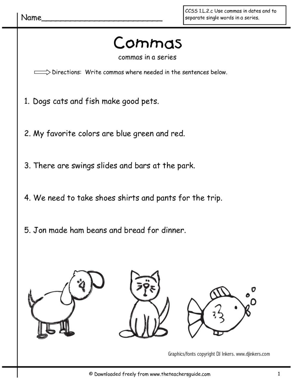First Grade Punctuation Worksheets For Grade 1
