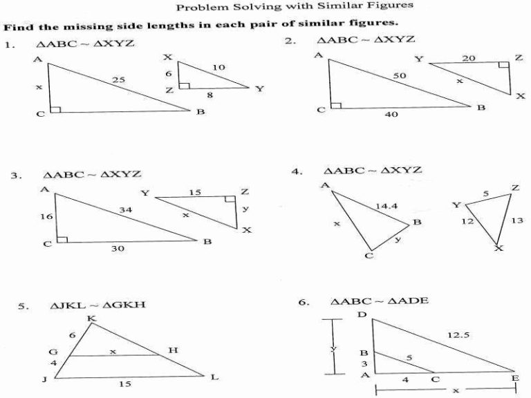 Similar Triangles Worksheet Grade 10 Answers