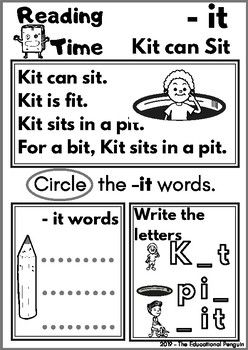 Beginner Cvc Reading Comprehension Worksheets For Kindergarten
