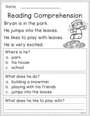 First Grade Reading Worksheets With Questions
