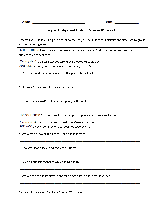 5th Grade Subject And Predicate Worksheets Pdf