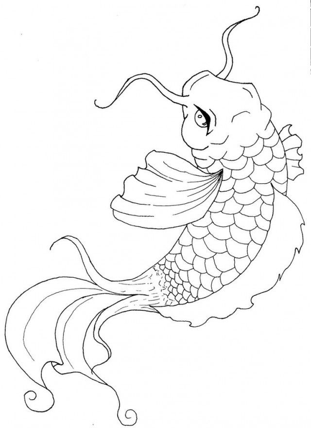 Simple Koi Fish Coloring Pages