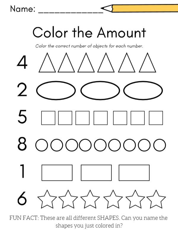 Number Preschool Worksheets Math