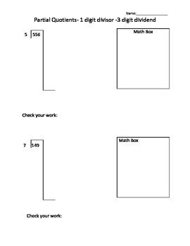 Partial Quotient Division Worksheets 5th Grade