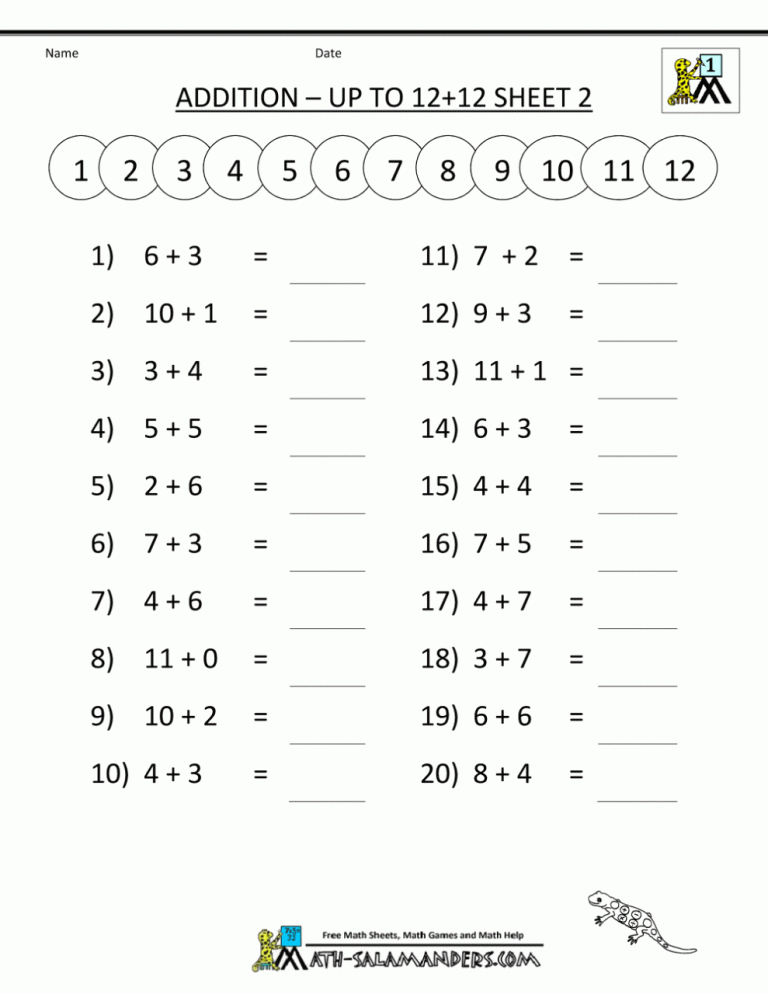Free Printable Math Worksheets For Grade 1