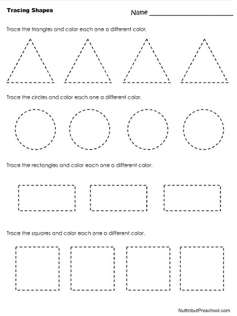 Tracing Preschool Worksheets Shapes