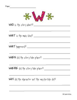 Printable 5 W's Worksheet