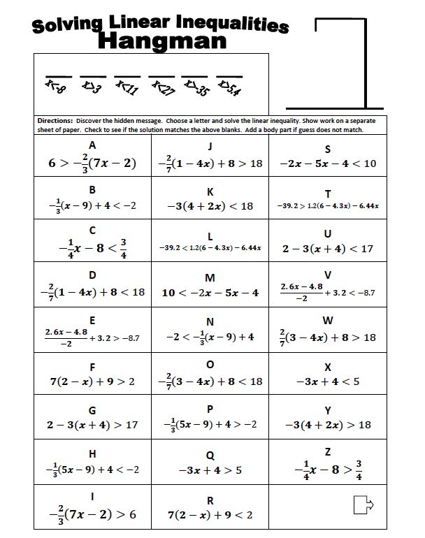Solving Compound Inequalities Worksheet Answer Key