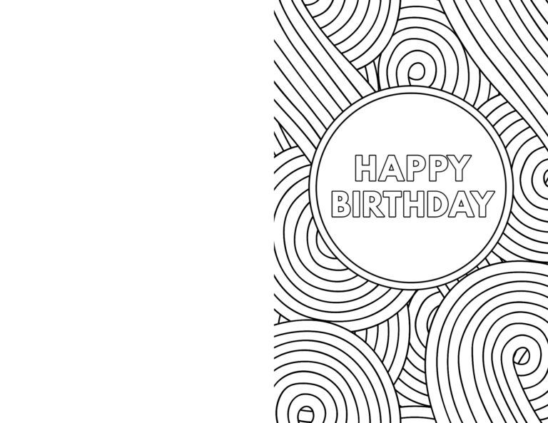 Foldable Custom Printable Free Printable Happy Birthday Coloring Card
